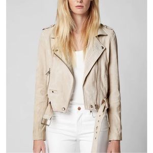 Blank NYC Suede Moto Jacket White Sand XS
